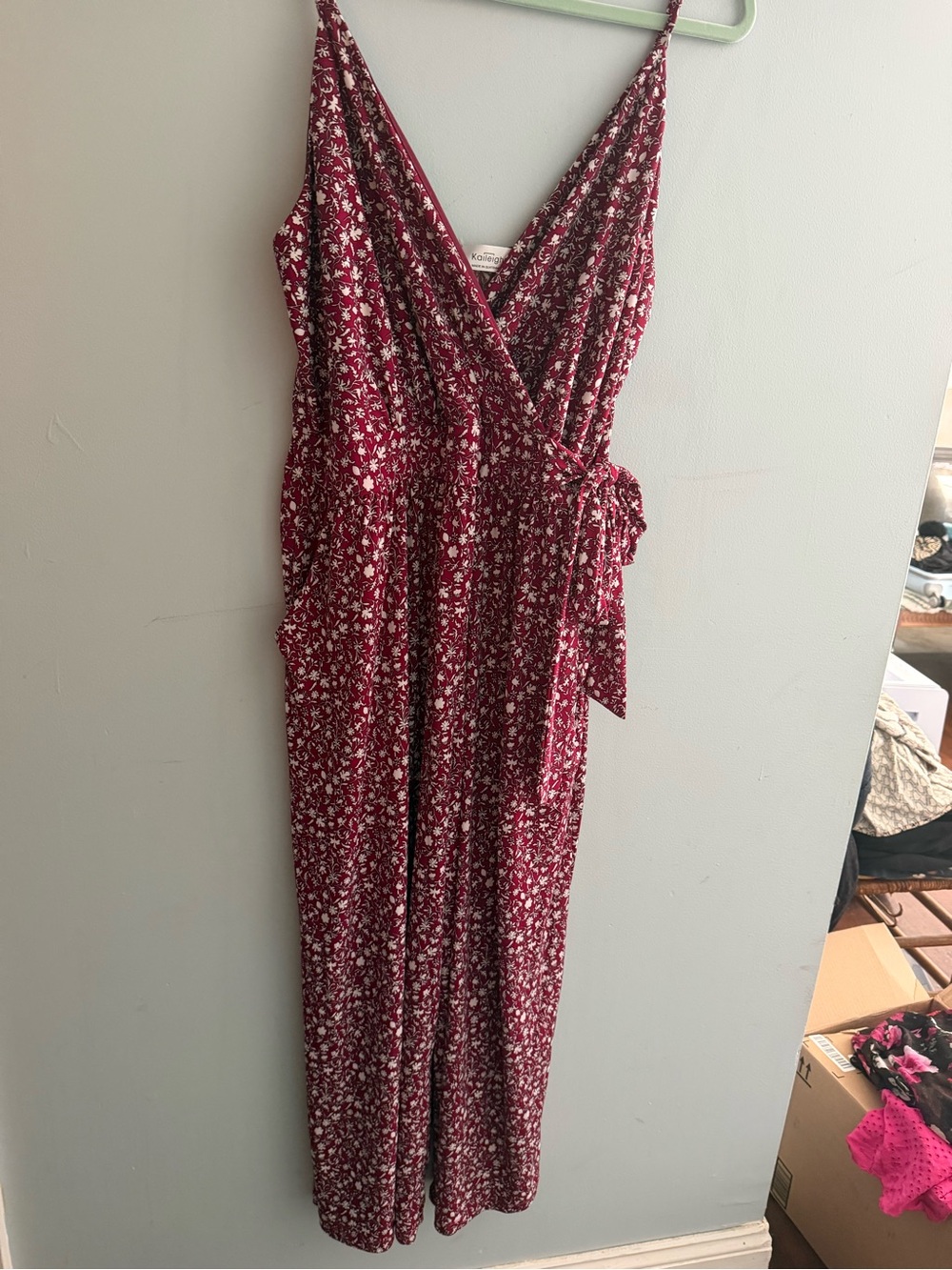 Floral Wrap Romper - Red